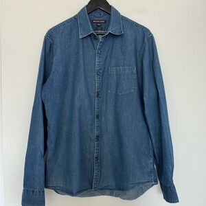 Michael Kors Slim Fit Denim Button Down Shirt